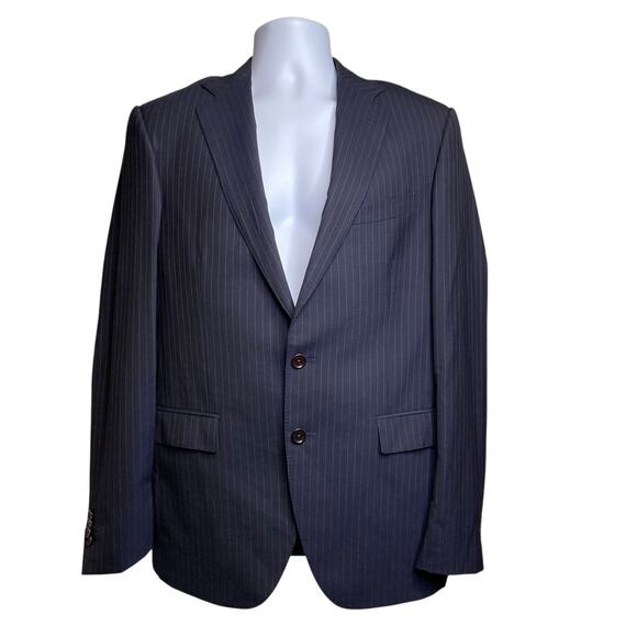 Etro‎ Men's Navy Virgin Wool Striped Blazer Size 48 Old Money Classic Refined